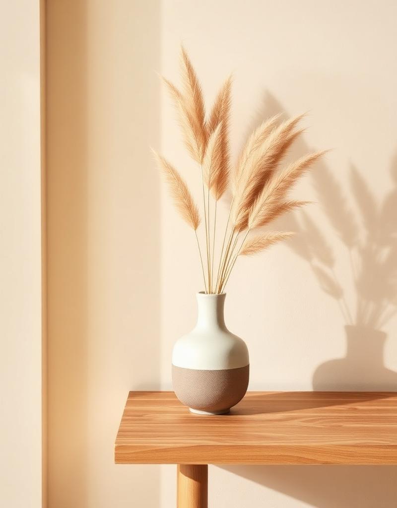 Vase organique avec pampas